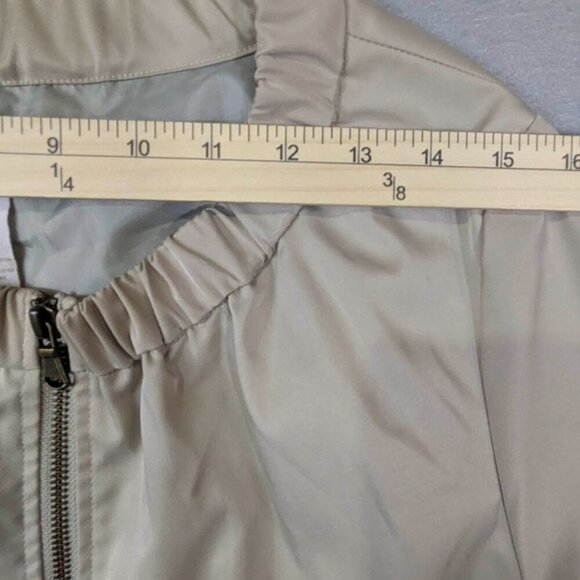Chicos Full Zip Jacket Womens 2 Khaki Baseball Babe Abbegale Lined Windbreaker - Picture 5 of 12